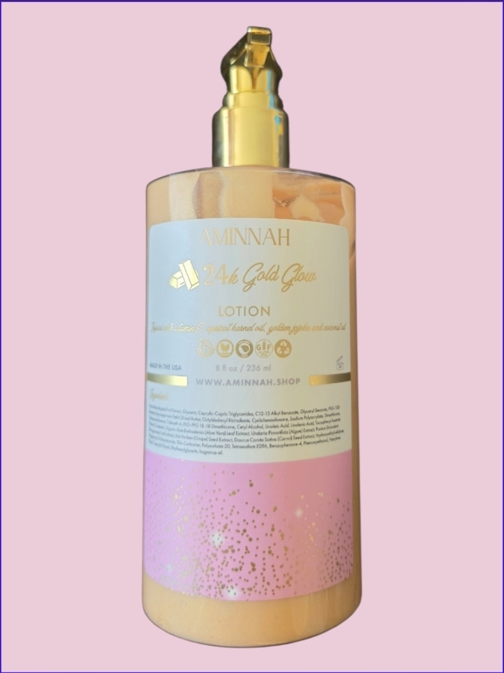 Aminnah 24k Gold Glow Body Lotion  Moisturizer NEW